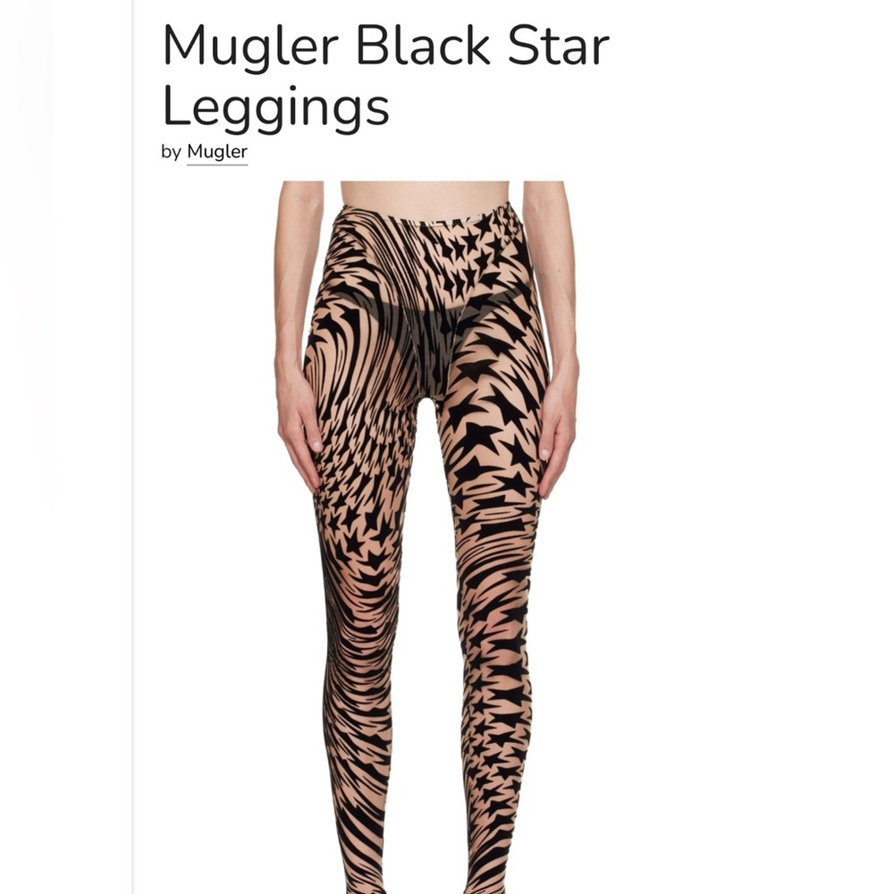 Mugler Black and Tan Star Pattern Leggings